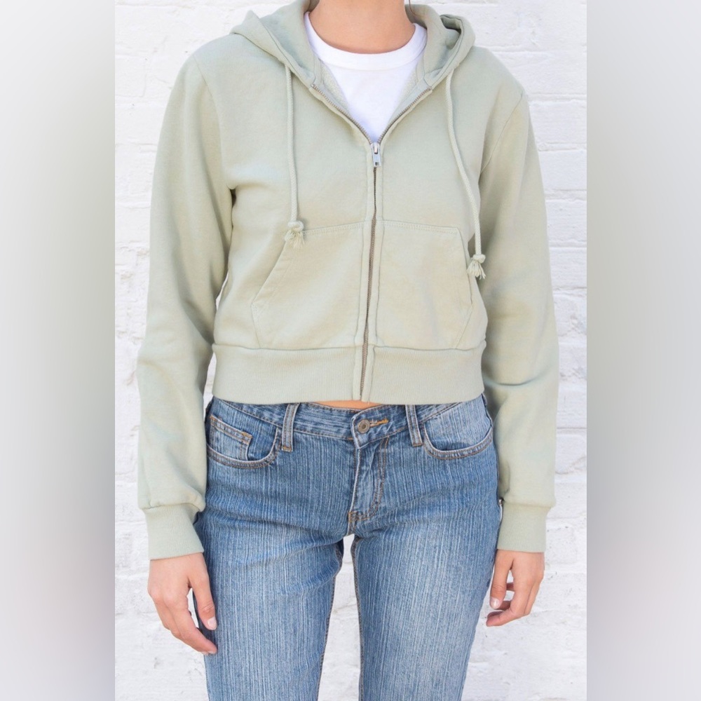COPY - Brandy Melville Green Crystal Hoodie Cropped